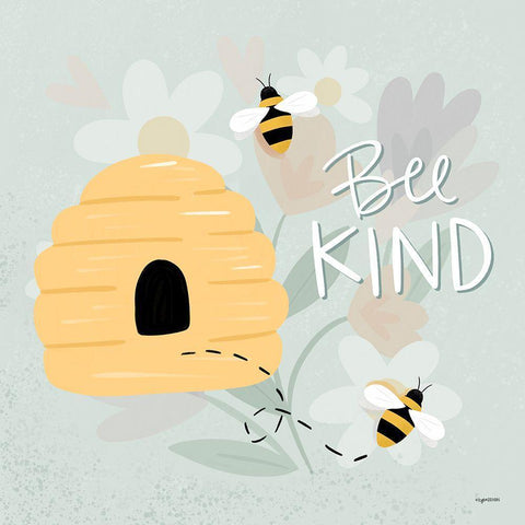 Bee Kind Black Modern Wood Framed Art Print with Double Matting by Brown, Kyra