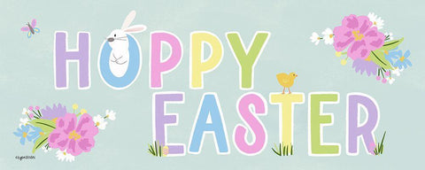 Hoppy Easter Black Ornate Wood Framed Art Print with Double Matting by Brown, Kyra