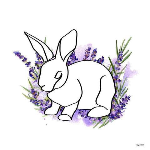 Purple Rabbit Gold Ornate Wood Framed Art Print with Double Matting by Brown, Kyra