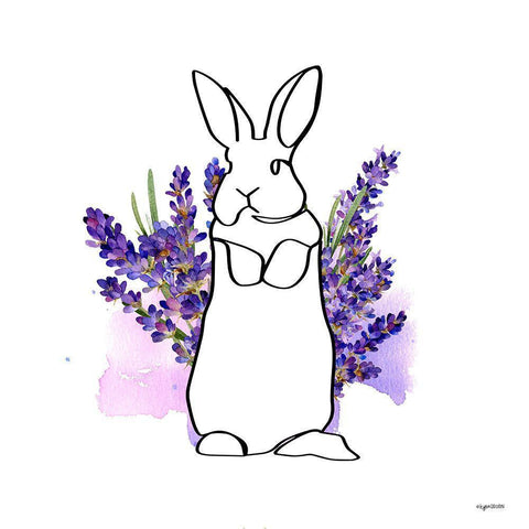 Purple Rabbit II Black Modern Wood Framed Art Print by Brown, Kyra