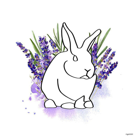 Purple Rabbit III White Modern Wood Framed Art Print with Double Matting by Brown, Kyra