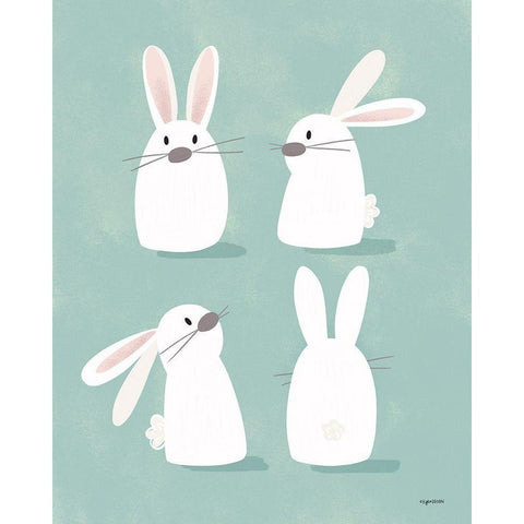 Four Bunnies White Modern Wood Framed Art Print by Brown, Kyra