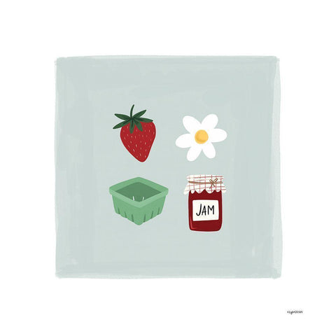 Strawberry Stuff Black Modern Wood Framed Art Print with Double Matting by Brown, Kyra