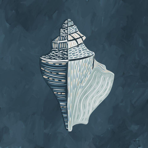 Blue Shell Black Ornate Wood Framed Art Print with Double Matting by Brown, Kyra