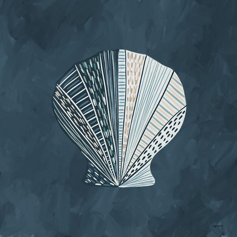 Blue Shell II Black Modern Wood Framed Art Print with Double Matting by Brown, Kyra