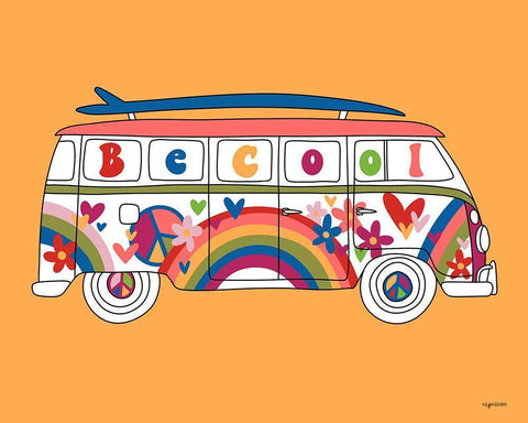 Be Cool Bus White Modern Wood Framed Art Print with Double Matting by Brown, Kyra