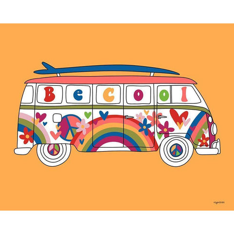 Be Cool Bus White Modern Wood Framed Art Print by Brown, Kyra