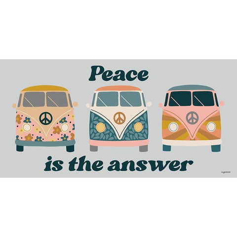 Peace Bus White Modern Wood Framed Art Print by Brown, Kyra