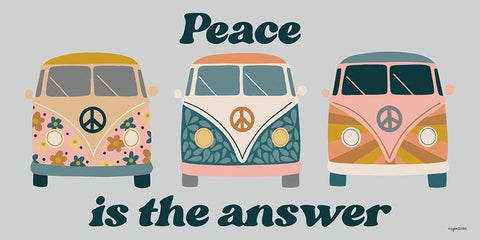 Peace Bus White Modern Wood Framed Art Print with Double Matting by Brown, Kyra