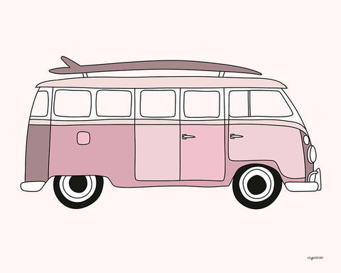 Bus Line White Modern Wood Framed Art Print with Double Matting by Brown, Kyra