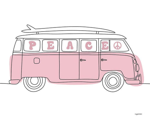 Pink Peace White Modern Wood Framed Art Print with Double Matting by Brown, Kyra