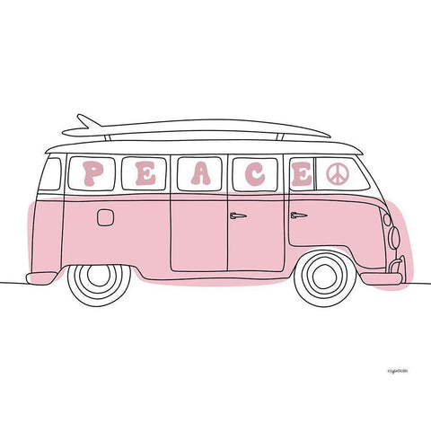 Pink Peace White Modern Wood Framed Art Print by Brown, Kyra