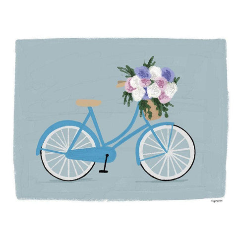 Bike with Basket White Modern Wood Framed Art Print by Brown, Kyra