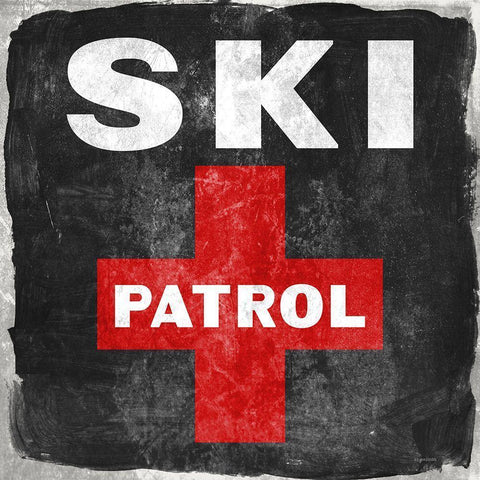 Ski Patrol White Modern Wood Framed Art Print by Brown, Kyra