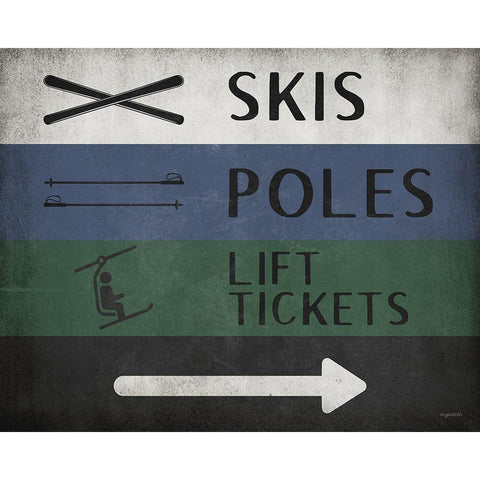 Ski Directions Black Modern Wood Framed Art Print with Double Matting by Brown, Kyra