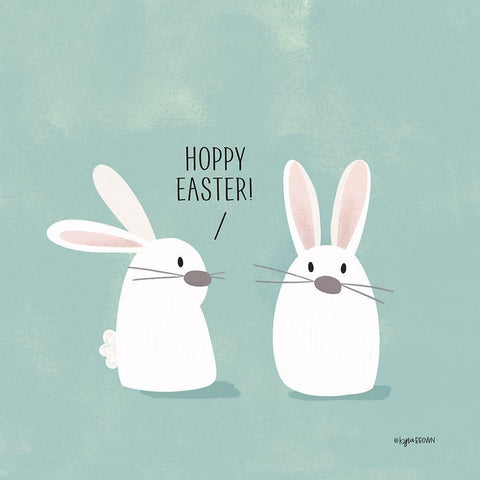 Hoppy Easter Black Modern Wood Framed Art Print with Double Matting by Brown, Kyra