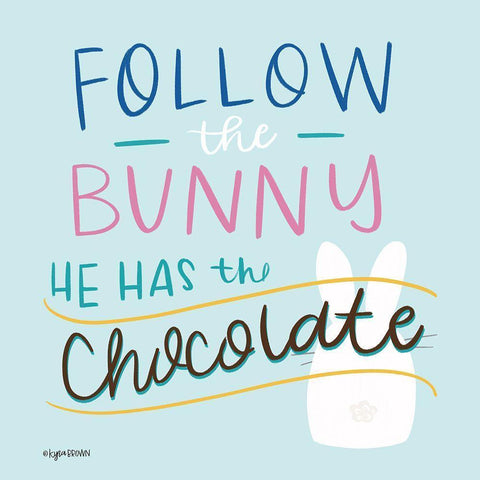 Follow the Bunny White Modern Wood Framed Art Print by Brown, Kyra