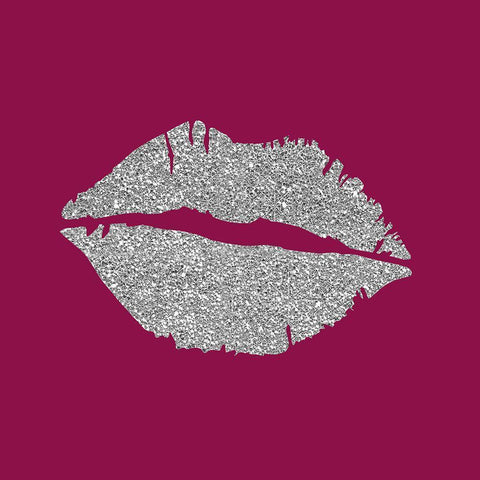 Silver Lips Black Ornate Wood Framed Art Print with Double Matting by Brown, Kyra