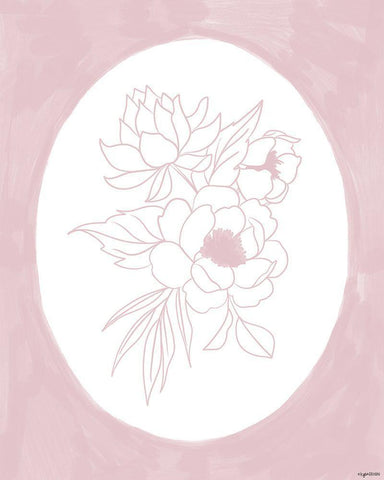 Pink Floral White Modern Wood Framed Art Print with Double Matting by Brown, Kyra