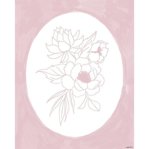 Pink Floral Black Modern Wood Framed Art Print by Brown, Kyra