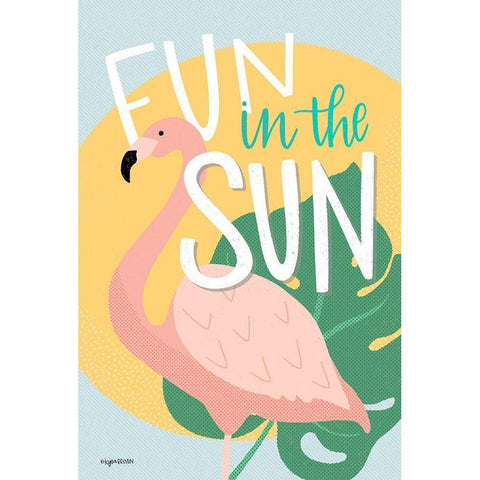 Fun in the Sun Flamingo Black Modern Wood Framed Art Print with Double Matting by Brown, Kyra
