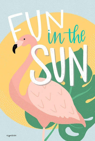 Fun in the Sun Flamingo White Modern Wood Framed Art Print with Double Matting by Brown, Kyra