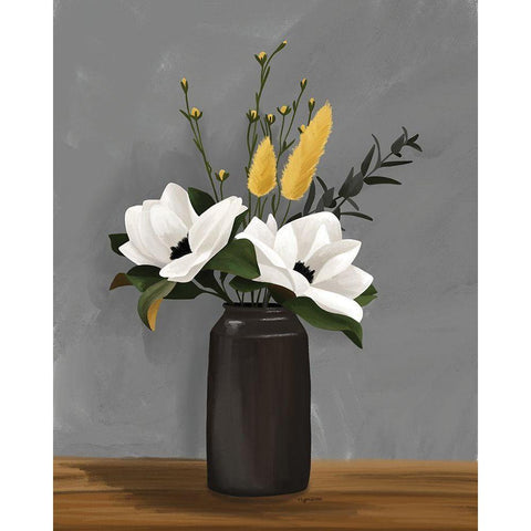 Flowers for Mom Black Modern Wood Framed Art Print by Brown, Kyra