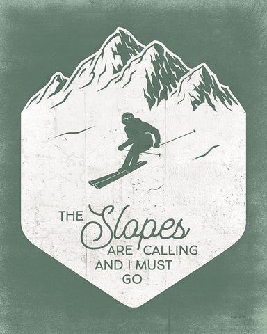 Slopes are Calling White Modern Wood Framed Art Print with Double Matting by Brown, Kyra