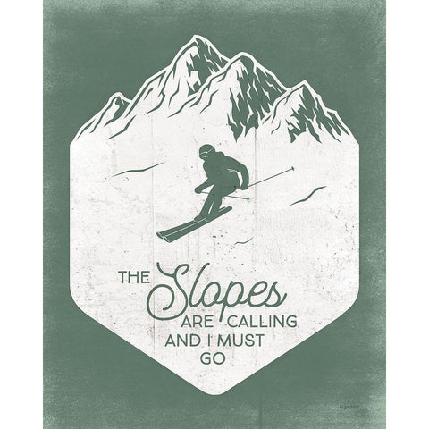 Slopes are Calling Black Modern Wood Framed Art Print by Brown, Kyra