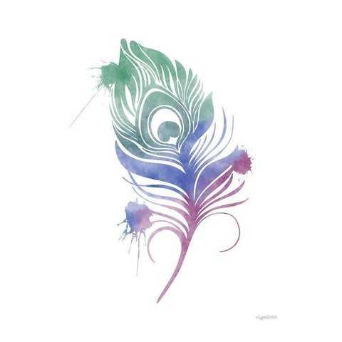 Peacock Feather White Modern Wood Framed Art Print by Brown, Kyra