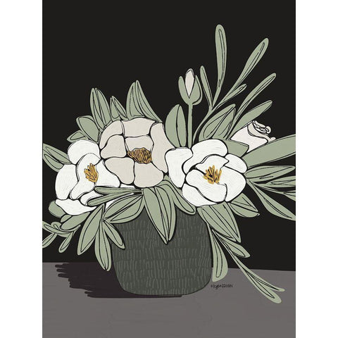 Floral Black Modern Wood Framed Art Print by Brown, Kyra