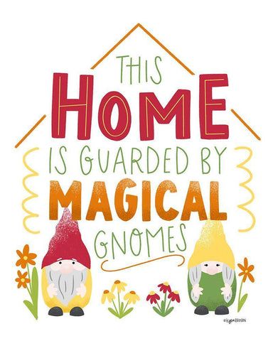 Magical Gnomes Black Ornate Wood Framed Art Print with Double Matting by Brown, Kyra