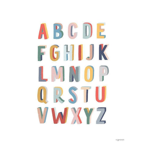 Alphabet White Modern Wood Framed Art Print by Brown, Kyra