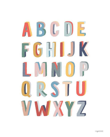 Alphabet White Modern Wood Framed Art Print with Double Matting by Brown, Kyra