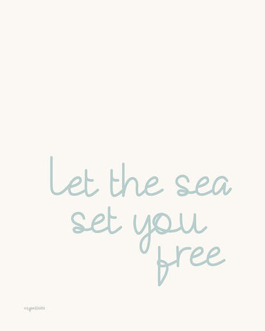 Let the Sea White Modern Wood Framed Art Print with Double Matting by Brown, Kyra