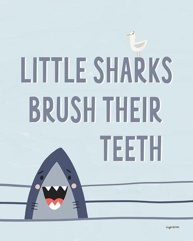 Shark Teeth White Modern Wood Framed Art Print with Double Matting by Brown, Kyra