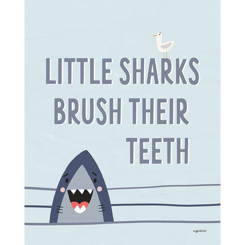 Shark Teeth White Modern Wood Framed Art Print by Brown, Kyra