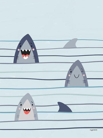 Sharkies Black Ornate Wood Framed Art Print with Double Matting by Brown, Kyra