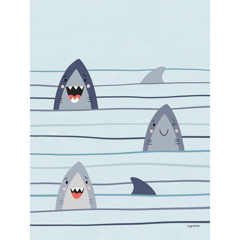 Sharkies Black Modern Wood Framed Art Print by Brown, Kyra