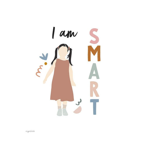 I am Smart White Modern Wood Framed Art Print by Brown, Kyra