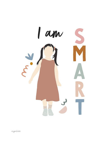 I am Smart White Modern Wood Framed Art Print with Double Matting by Brown, Kyra