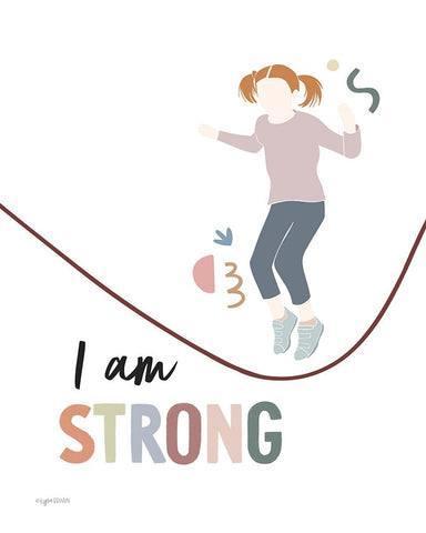 I am Strong White Modern Wood Framed Art Print with Double Matting by Brown, Kyra