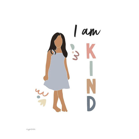 I am Kind White Modern Wood Framed Art Print by Brown, Kyra