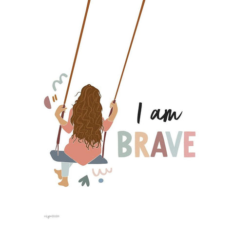 I am Brave Gold Ornate Wood Framed Art Print with Double Matting by Brown, Kyra