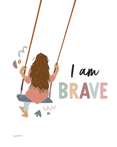 I am Brave White Modern Wood Framed Art Print with Double Matting by Brown, Kyra