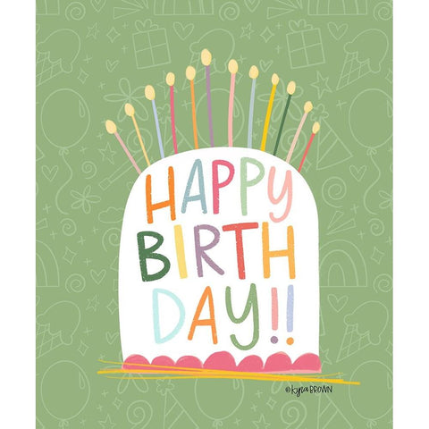 Birthday Cake Black Modern Wood Framed Art Print with Double Matting by Brown, Kyra