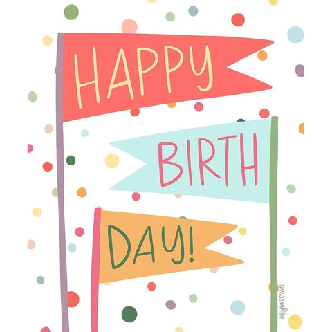 Happy Birthday Black Modern Wood Framed Art Print by Brown, Kyra