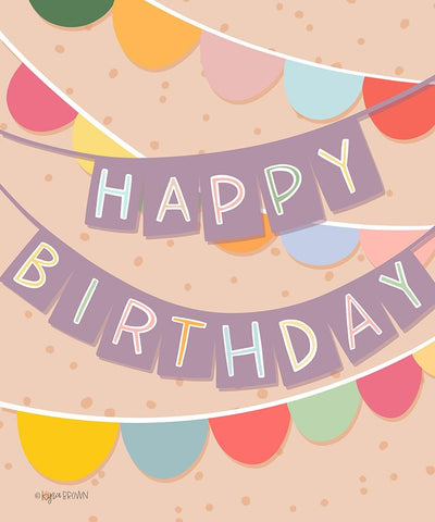 Birthday Banner White Modern Wood Framed Art Print with Double Matting by Brown, Kyra