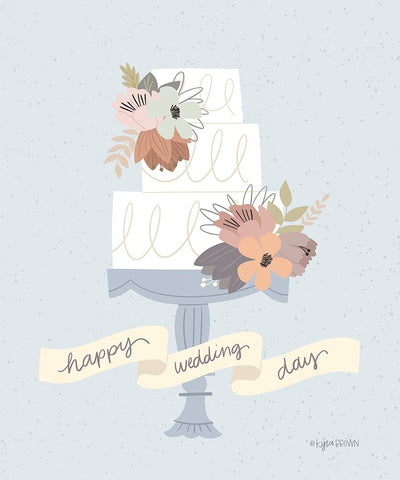 Happy Wedding Day White Modern Wood Framed Art Print with Double Matting by Brown, Kyra