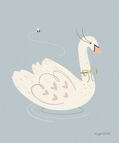 Swan White Modern Wood Framed Art Print with Double Matting by Brown, Kyra